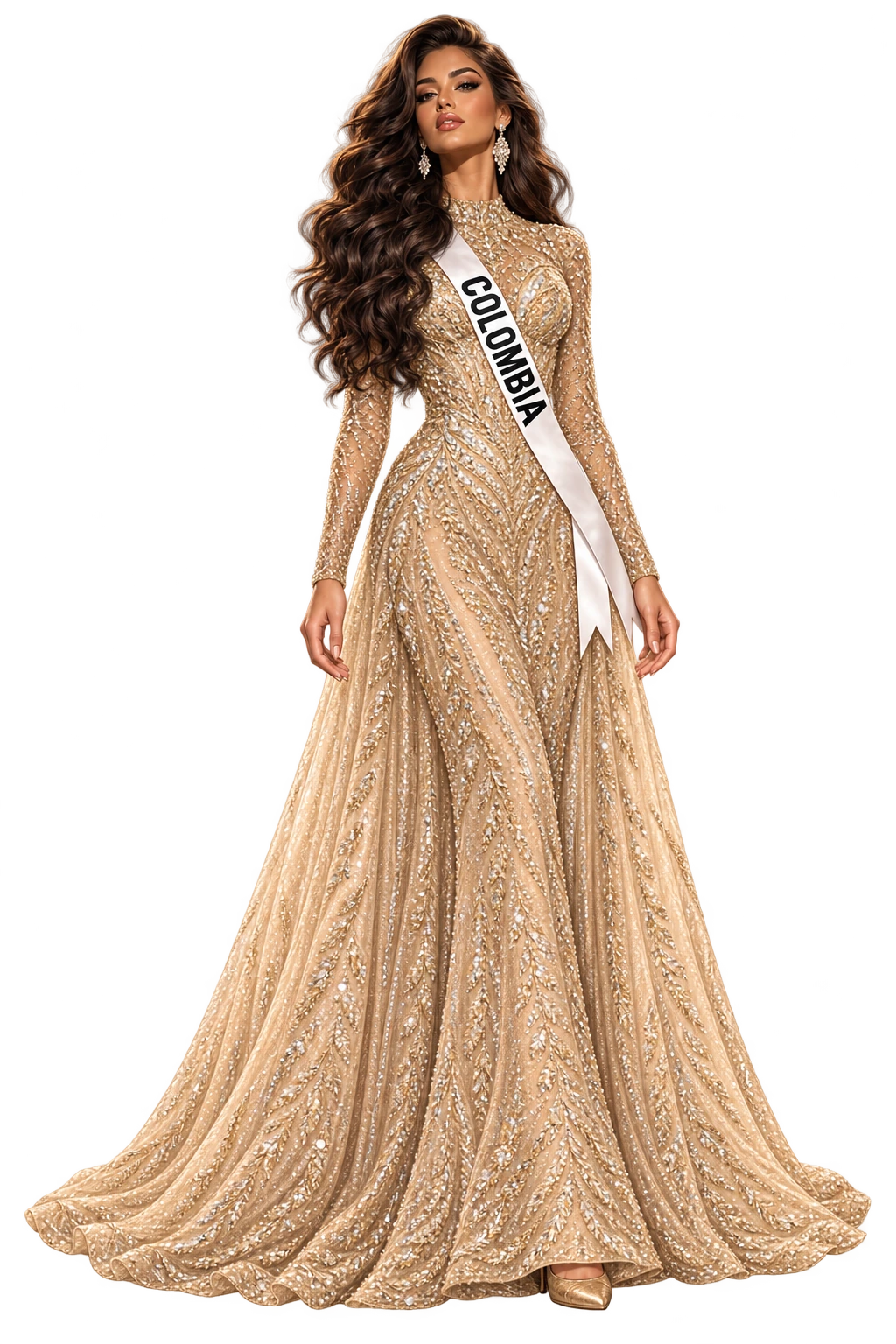 Valeria Castillo representing Colombia in evening wear